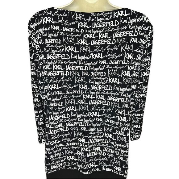 Karl Lagerfeld Paris Black Printed Graphic Long Sleeved T NWT Size Small - Picture 7 of 9